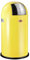 Wesco Pushboy Mülleimer in der Farbe lemon gelb, pulverbeschichtetes Stahlblech, 50 Liter Volumen, große Edelstahlklappe, herausnehmbarer Innenbehälter