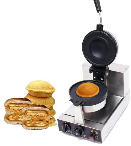 LSHFYV Máquina para Hacer gofres de Hamburguesa Comercial, máquina para Hacer gofres de Hamburguesa de 1300 W, Prensa para sándwiches para Uso doméstico y Comercial, Molde para Hamburguesas,A