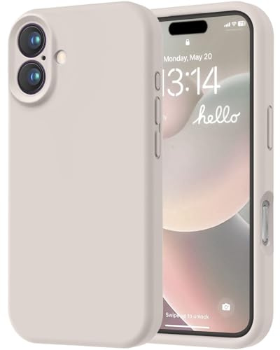 LOVE 3000 Designed for iPhone 16 Case, Premium Silicone with [Soft Anti-Scratch Microfiber Lining] Shockproof Protective Phone Case for Lanyard 6.1, Stone
