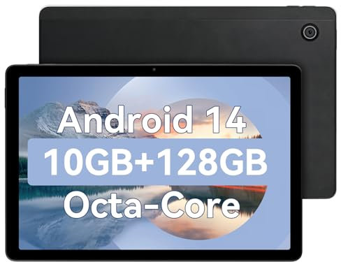 Tablet Android14 11 pollici 10 GB di RAM e 128 GB di ROM (TF 1TB espandibile) Processore octa-core 5MP+8MP Doppi altoparlanti Widevine L1+WiFi 6+Bluetooth 5.3 1280*800 HD Batteria 6800mAh (Nero)
