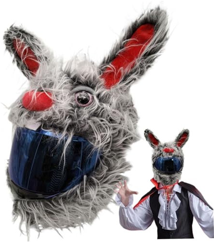 Motorradhelmabdeckungen, Halloween Rabbit Plush Helm -Helm -Cover Motorrad mit langen Ohren, dekorative lustige niedliche Cartoon ohne Blockierungshelm für Reiten, nur Deckung
