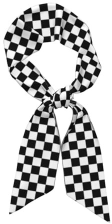 FUkker Énorme F1 Formule 1 Noir Et Blanc À Carreaux, Longue Écharpe En Soie, Écharpe, Accessoires Vestimentaires, Écharpe En Polyester Imprimé, Accessoires De Sac De Vêtements,3,1x46,9 pouces