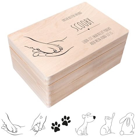 Creative Deco Holzkiste Haustier | 30 x 20 x 14 cm | Erinnerungsbox Personalisiert mit Namen, Wunschtext | Aufbewahrungsbox für Tierspielzeug Fotos