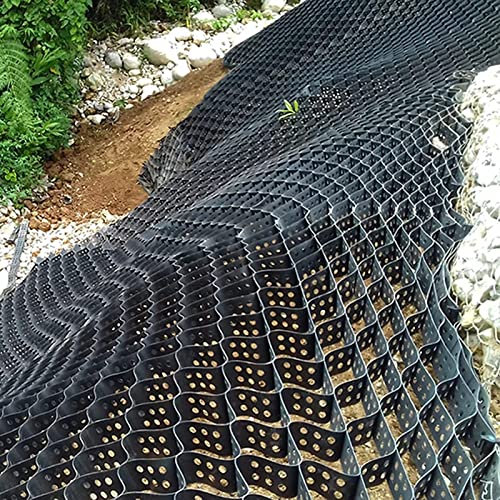 Robusto sistema di stabilizzazione a terra geogriglia per vialetti e parcheggi, ideale per casa colonica, garage, capannone, camper, 3 m x 3 m, dimensioni scalabili e durevoli.