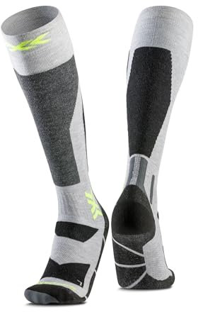 X-Socks Snowboard Discover OTC – Hochleistungs-Snowboardsocken mit O-Ring-Bandage – Ultimativer Komfort, Unterstützung & Stabilität beim Snowboarden & Wintersport - Grau/Kanariengelb, 42-44