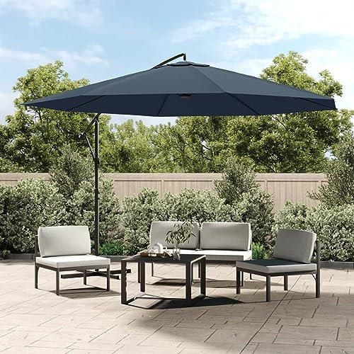 Homgoday Sombrilla voladiza 3,5 m Azul Sombrilla voladiza Parasol Excentrico, Sombrilla de Jardín Protección UV