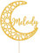 Personalised Eid Cake Toppers Gifts Custom Ramadan Mubarak Cake Topper Double Sided Glitter Eid Mubarak Cake Topper Gifts for Islam Ramadan Party Decorations (Gold)