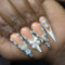 24pcs Long Pointy Press on Nails French Tip False Nails White Edge Nude Pink Fake Nails Flower Bow Rhinestone Butterfly Heart Stick on Nails Removable Glue-on Acrylic Nail Tips for Women