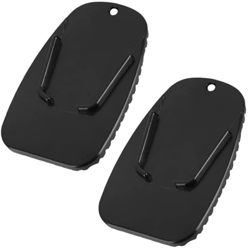 Motorbike Kickstand Pad 2-Pack ABS Side Stand Support Plate | 2 ABS kickstand pads with textured surface for motorcycles on hot tarmac soft grass and gravel, compact 90 by 57 millimetres