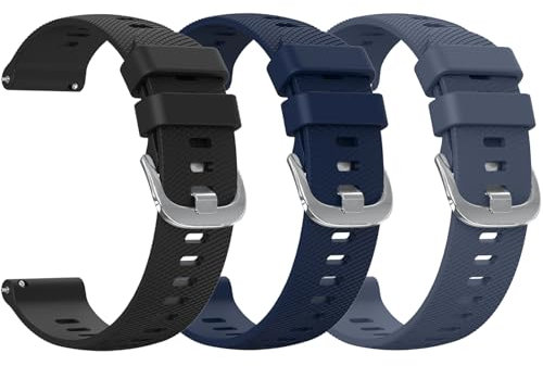 Yisica 3 Piezas Correa Compatible con Samsung Watch 3 45mm / Galaxy Watch 46mm / Samsung Gear S3 Frontier/Classic, 22mm Correa de Repuesto de Silicona para Huawei GT 2 46mm/GT3 (1, 22mm)