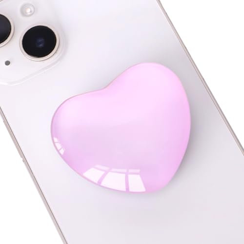 DOINEUFL 2PCS Phone Grip, Cute Heart Shaped Expanding Moblile Cell Phone Glass Holder, Multi-angle Collapsible Stand for Smartphones, Pads, Tablet (Light Purple)