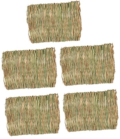 UKCOCO 5pièces Tapis Herbe pour Lapin Litière pour Petit Animal Jouet à Mâcher Coussin Herbe pour Lapin Et Cochon