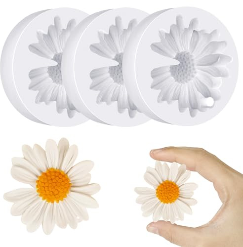 LLMSIX 3pcs Daisy Silicone Mold for Candle Soap Making | Daisy Candle Mould, Flower Molds Silicone, Non-Stick Surface, Candles Candy DIY Tool