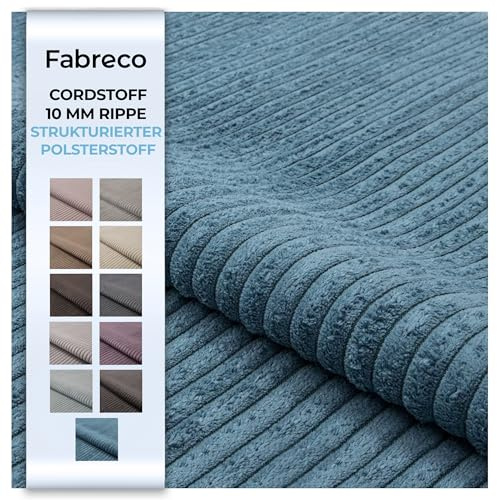 Fabreco CORDSTOFF Meterware LINKO (500 cm x 140 cm) – Superweicher Breitcord-Samt Stoff Meterware für Sofa & Stühle – Polsterstoff für Möbelstoff – Möbelstoffe, Dekostoff & Stoffe DIY (Türkis 75)