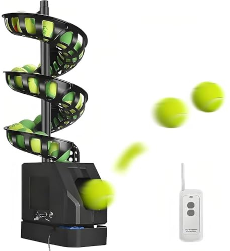 TUPOSTAR Tragbarer Tennisballwerfer, Tennis Aufschlagmaschine, KapazitäT: 33 BäLle, Mit Fernbedienung FüR Professionelles Training Und Trainer,Without Stand