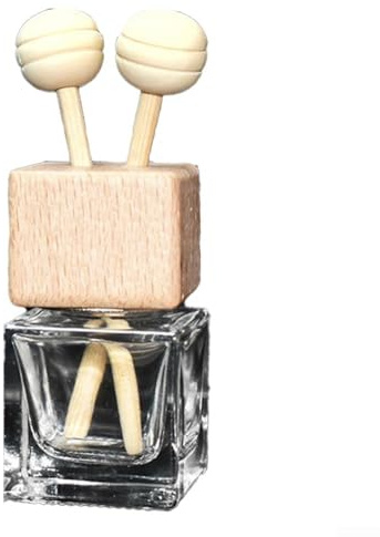 Glasflasche mit Holzdeckel für Autoduft, inklusive Clip zur Entlüftungsbefestigung, geeignet für Diffusor für ätherische Öle in Fahrzeugen