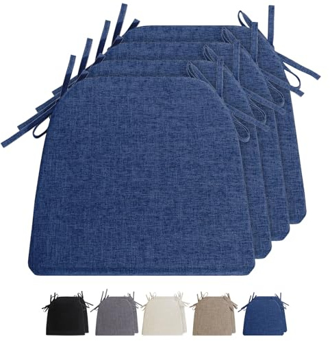 4pcs Stuhlkissen mit Bändern Waschbare Rutschfestes Sitzkissen rutschfeste Hufeisen Sitzkissen Leinen Memory Baumwolle Kissen Dicke Sitzauflagen Ideal für zu Hause und Gartendekoration42 * 40 * 4cm
