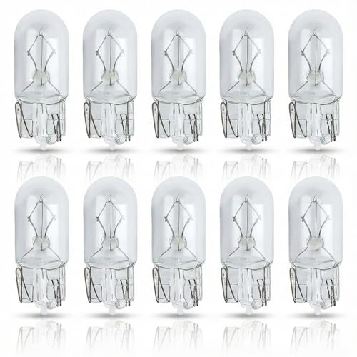Hopzab 10 Pack 501 W5W 12V 5W Car Bulbs, High Brightness Side, Tail, License Plate, Dashboard, Reverse Parking, Interior Light Bulbs, Error-Free, Easy Installation