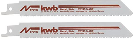kwb Säbelsägeblätter zur Metallbearbeitung, Bi-Metall, hochelastisch, gefräste und geschränkte Zähne, durchgehärtetes Blatt, 2 Stück