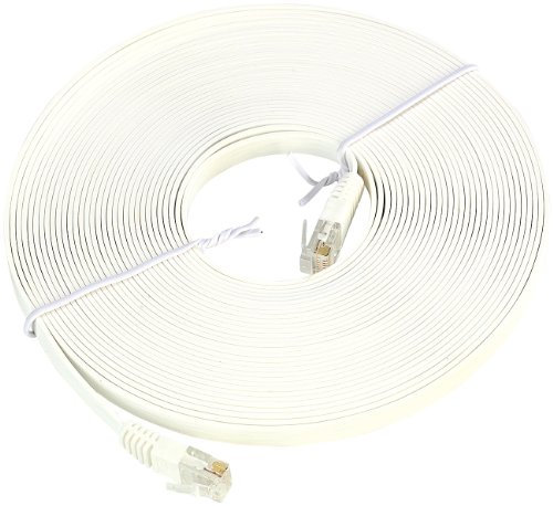 Fibrionic Network Solutions LAN Kabel: Netzwerk-Kabel Cat5e flach, weiß, 10m (Netzwerkkabel flach, LAN Kabel Fensterdurchführung, durch Fenster verlegen)