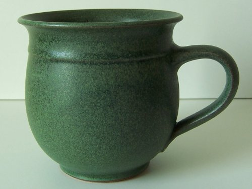 Töpferei Annett Fischer T6 Tasse handgetöpfert Tasse grün Durchmesser 10 cm