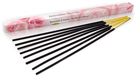 Premium Räucherstäbchen Rose: natürlich traditionell aus Indien in fairer Herstellung, 8 Stück je 45min. Entspannung, Meditation, Wellness
