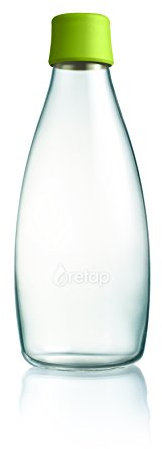 Retap ApS Botella de Agua Retap 0,8 L con Tapón Caja de Regalo de Cartón certificada FSC, Vidrio de borosilicato, Verde (Forest Green), 0.8 / Large