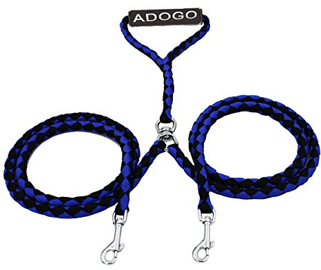 ADOGO Dog Lead Splitter,No-Tangle Double Dog Leash for Walking and Traning 2 Dogs (Blue & Black)