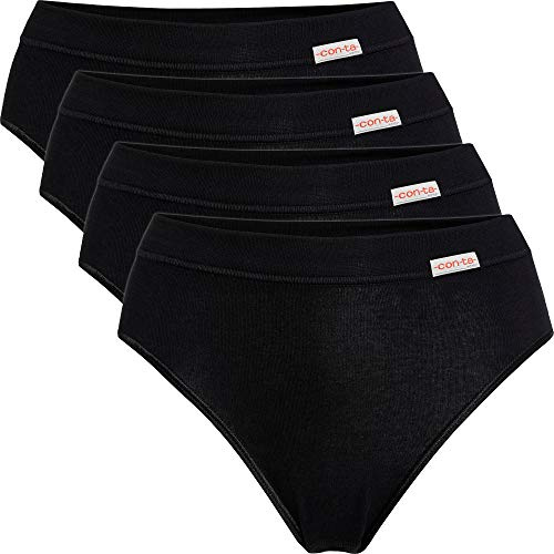con-ta Damen-Slip 4er-Pack Feinripp schwarz Größe 40