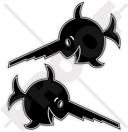 LACHEN SAWFISH Emblem Deutsches U-Boot WW2 137mm Auto & Motorrad Aufkleber, x2 Vinyl Stickers