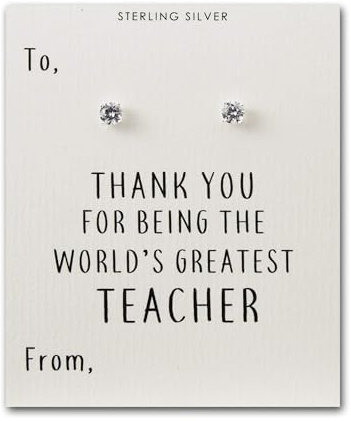 Philip Jones Sterling Silver World's Greatest Teacher Crystal Earrings