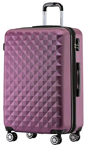 BEIBYE Zwillingsrollen 2066 Hartschale Trolley Koffer Reisekoffer Gepäck M-L-XL-Set (Violett, L)