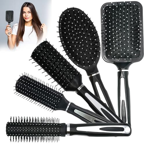 5 Pieces - Professional Detangling Brushes Set for Styling Wet or Dry Hair - Detangler for Kids and Adults, Hairbrushes for Thick Hair