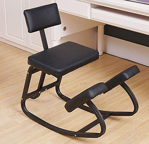 ZHDLJ Ergonomischer Kniestuhl, Ergonomischer Stuhl Orthopädischer Bürostuhl Kniehocker Kniestuhl Computerstuhl mit Bequemem Dickem Kissen und Lehne, (Schwarz