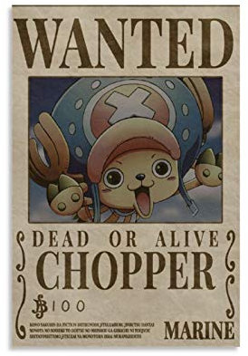 Anime Poster One Piece Wanted Vinsmoke Tony Chopper 1 Poster Decorative Painting Canvas Wall Art Living Room Posters Bedroom Painting 12x18inch(30x45cm)