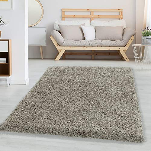 Carpetsale24 Shaggy Hochflor Teppich, 80x150 cm, Natur, weich, flauschig, modern, einfarbig, Ideal für Flur oder Kinderzimmer, für Wohnzimmer Schlafzimmer Flur