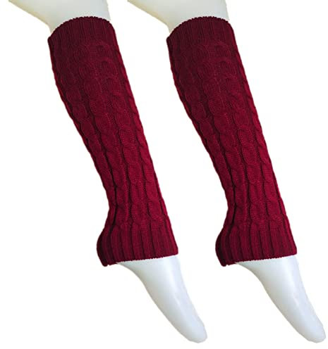 HshDUti Winter Warm Long Crochet Leg Warmers Knitted Knit Leggings Boot Socks Cover for Women Ladies Chunkys Cable Knit Leg Warmers Wine Red