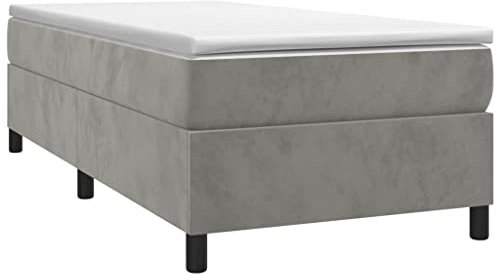 vidaXL Bettgestell, Polsterbett Bett für Schlafzimmer, Bettrahmen mit Lattenrost Stützbeinen, Schlafzimmerbett Einzelbett, Hellgrau 90x200cm Samt