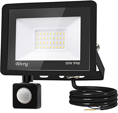 30W LED Strahler mit Bewegungsmelder Außen, Superhell 3500K 3000LM Warmweiß LED Fluter Leuchte mit Bewegungssensor, IP66 Wasserdicht Außenstrahler Fluter Flutlicht für Garten, Innenhöfe, Garage, Hotel