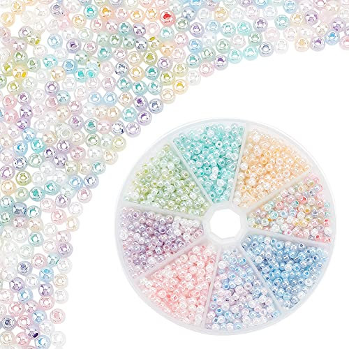 PandaHall 960 Stück Glassamenperlen, 8 Farben 4mm Cremefarbene Rocailles 6/0 Pony-Perlen Taillenperlen Mini-Zwischenperlen Handwerksperlen Für Ohrring-Armband-Halsketten-Eyeglss-Ketten