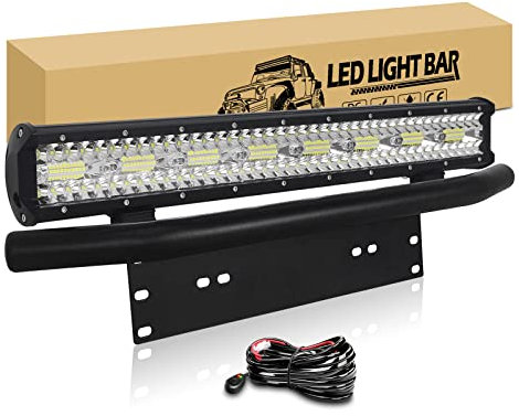 RIGIDON 23 Zoll 59cm 480W led lichtbalken mit kfz kennzeichenhalterung, 12v kabelbaum, dreireihig arbeitslichtleiste offroad scheinwerfer für Auto SUV LKW Fahrzeuge, 6000K nebelscheinwerfer