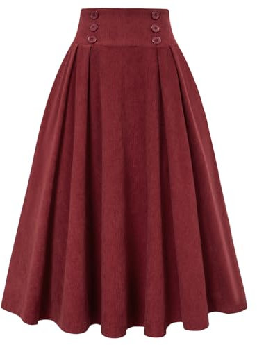 Belle Poque Damen A-Linie Party Rock 50er Jahre Vintage Style Flowy Rock für den täglichen Wein BP0859-02 L