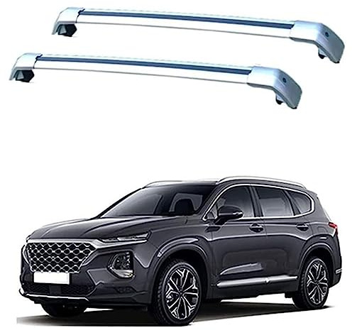 NgAnoh 2Stück Dachträger Querträger für Hyundai Santa FE IV (TM) 2018-2023, Aluminium Gepäck Dachgepäckablage Grundträger Querbalken Auto Zubehör,B/Silver