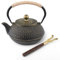 QLoztyse Bouilloire à thé en fonte – Théière japonaise avec infuseur en acier inoxydable et pince, théières à eau de 887 ml pour cuisinière, poêles à bois