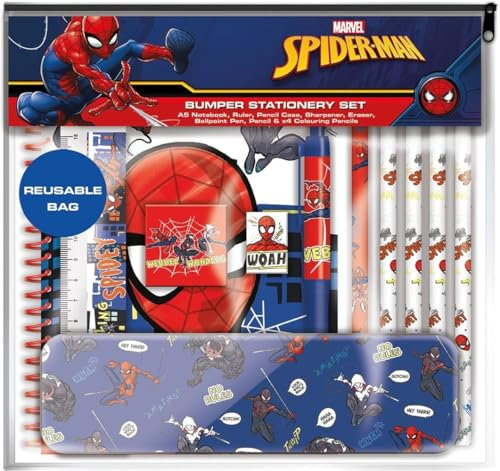 Pyramid International, Spiderman Bumper Stationery Set – Complete Set for Marvel Fans and Creative Projects, One Size