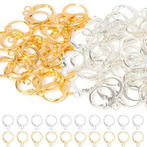 100 Piezas Ganchos de Francé para Pendientes Hipoalergenicos Cierre de Palanca para Hacer Accesorios de Joyería Fabricación,pendientes,juego de ganchos para pendientes franceses para mujer