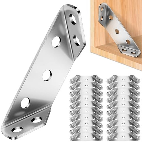 20 Stück Eckverbinder Edelstahl, Jeboler Eckwinkel Dreiecksstütze Winkelverbinder Metall Winkel Klammern Befestigungswinkel, Möbelbau Ecke Klammer Holzverbinder Möbelverbinder für Schrank Tisch Stuhl