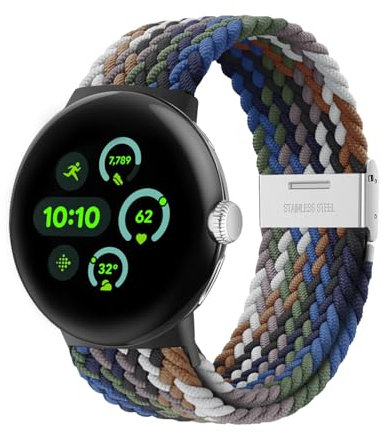 Elastisches geflochtenes Armband - Nur Kompatibel mit Google Pixel Watch 3 45mm, verstellbares Nylonarmband für Google Pixel Watch 3 45mm(Cowboy)