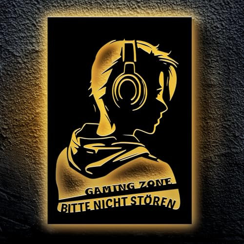 Led Gaming Zone - bitte nicht stören Led Gaming Schild - Gamer Geschenkidee personalisiert Wand Lampe - Deko - Besondere Geschenke,Mit Warmweiße Beleuchtung Batterie oder USB Anschluss RGB - 21
