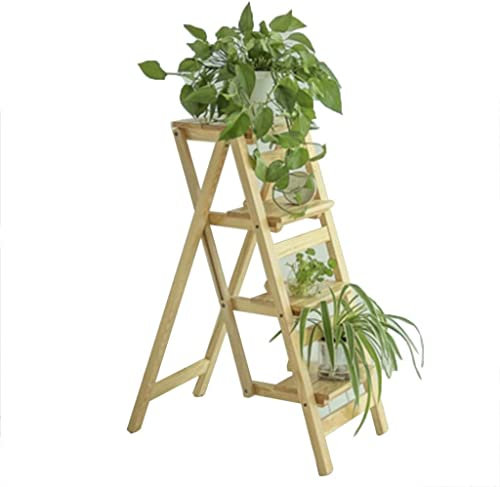 4 Stufen Klappleiter Hocker Sitz mit Ablage Tragbare Doppelnutzung Trittleiter für Indoor Klettern Küche und Blumenregal